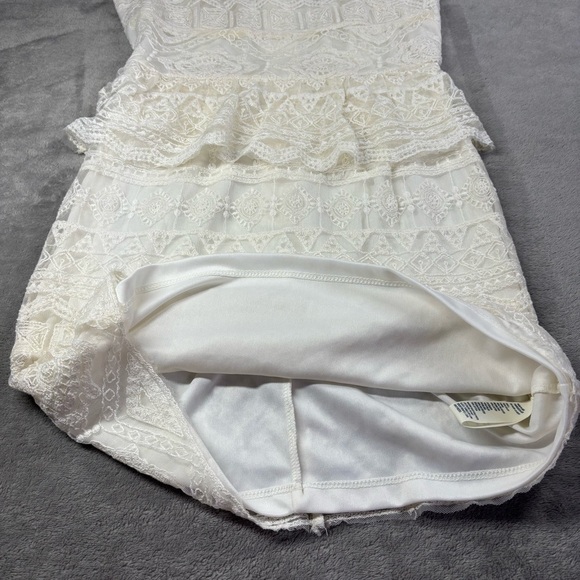 American Eagle Dress Womens 4 Mini Ivory Lace Ceremony Beach Wedding Church - Picture 3 of 4